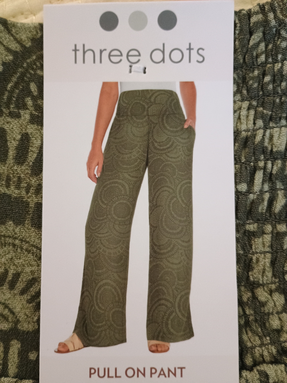 three dots Olive Pull-On Wide Leg Pants